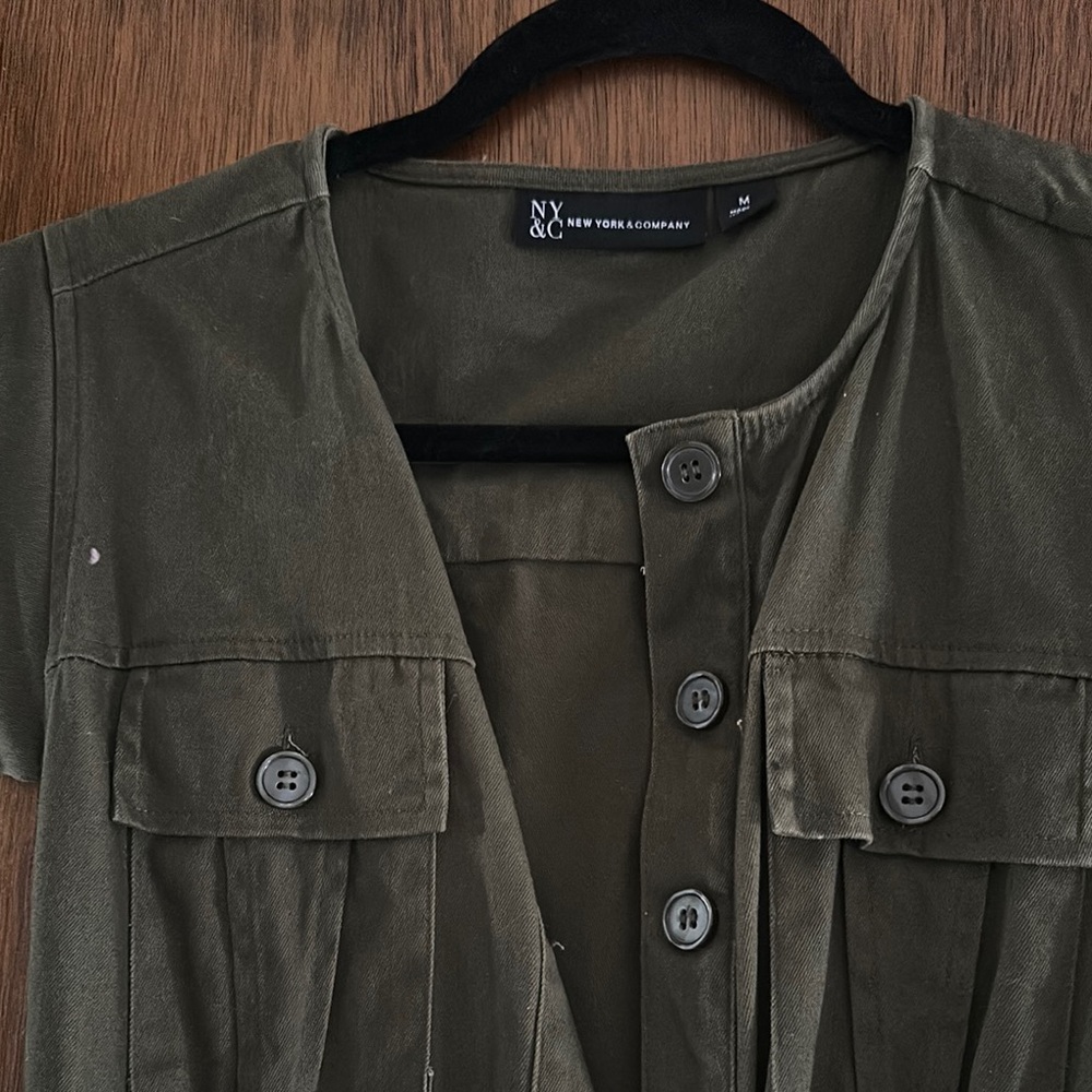 New York & Company Olive Button-Down Top